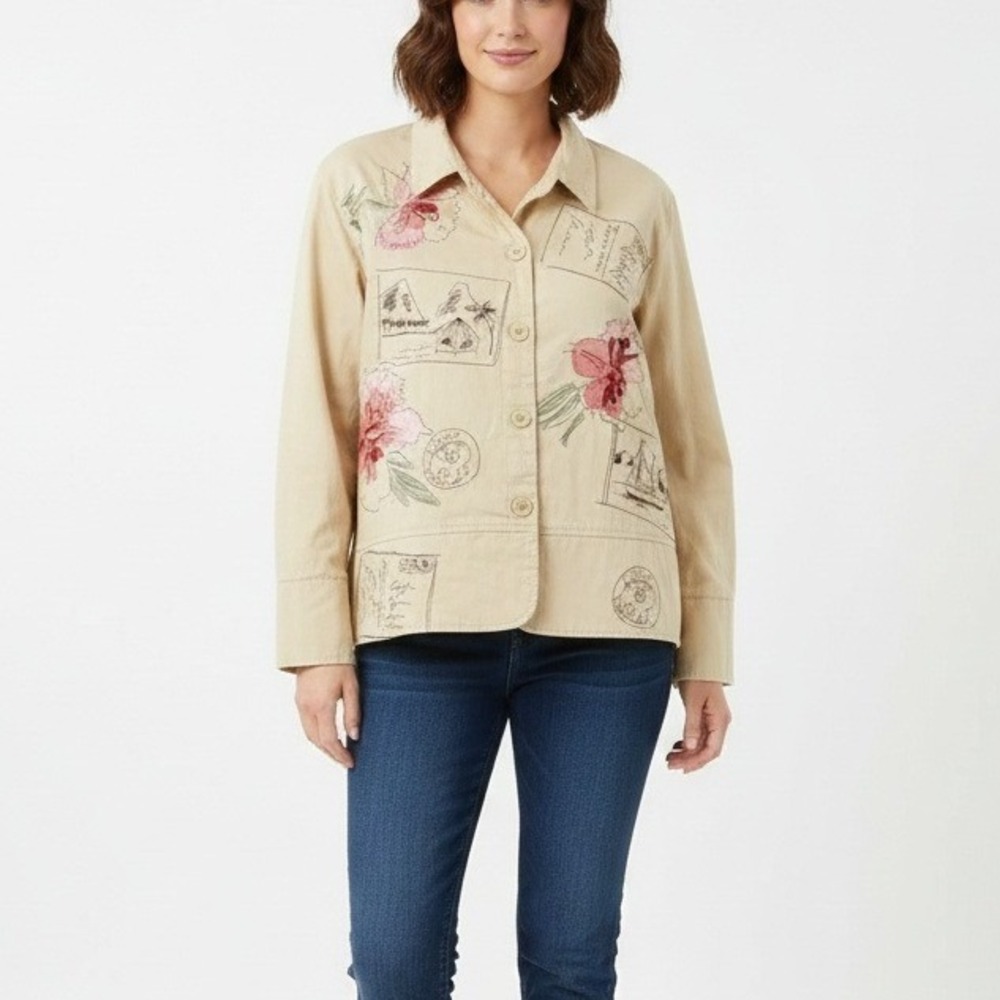 Hearts of Palm size 14 Artsy Novelty Floral‎ Embroidered Long Sleeve Jacket